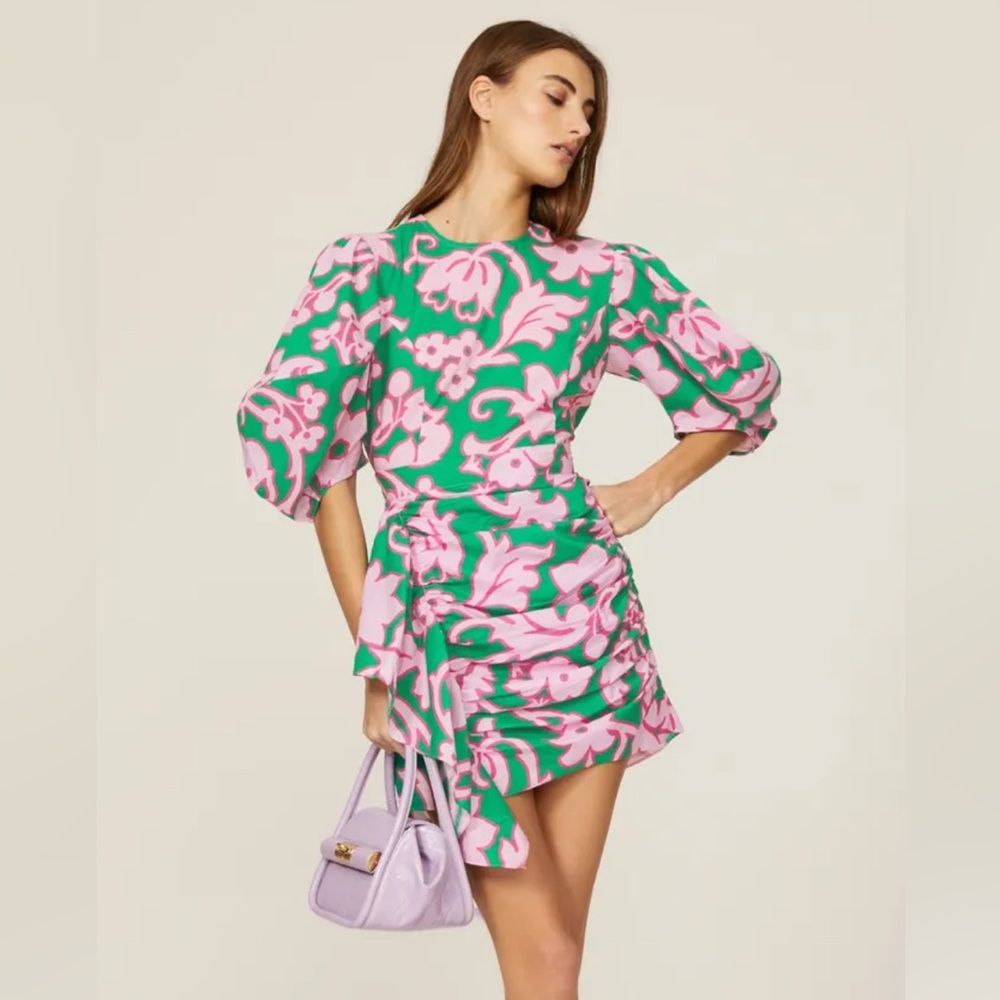 RHODE Pink and Green Floral Mini Dress
